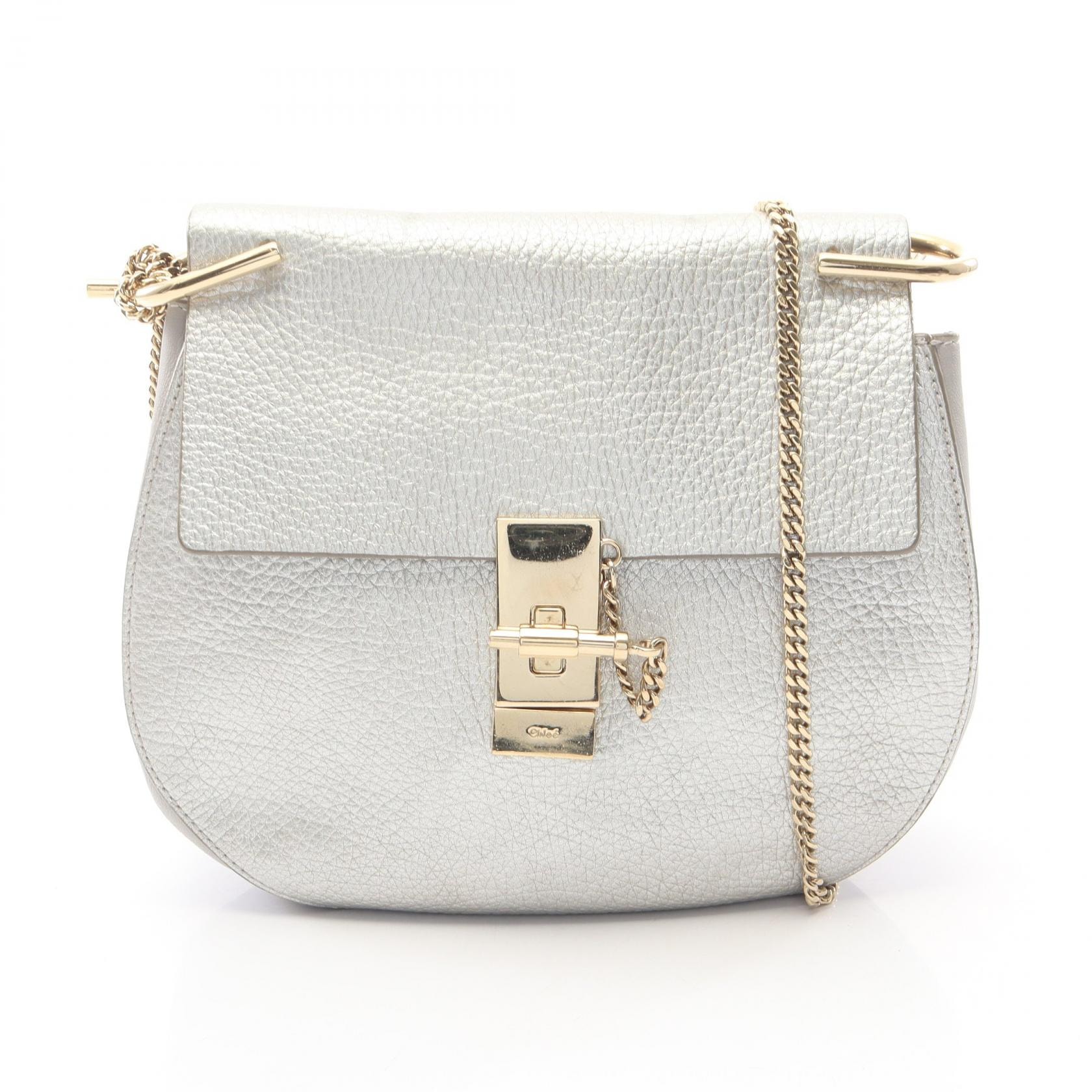 クロエ Chloe ドリュー ショルダーバッグ バッグ レザー レディース シルバー系 【中古】
