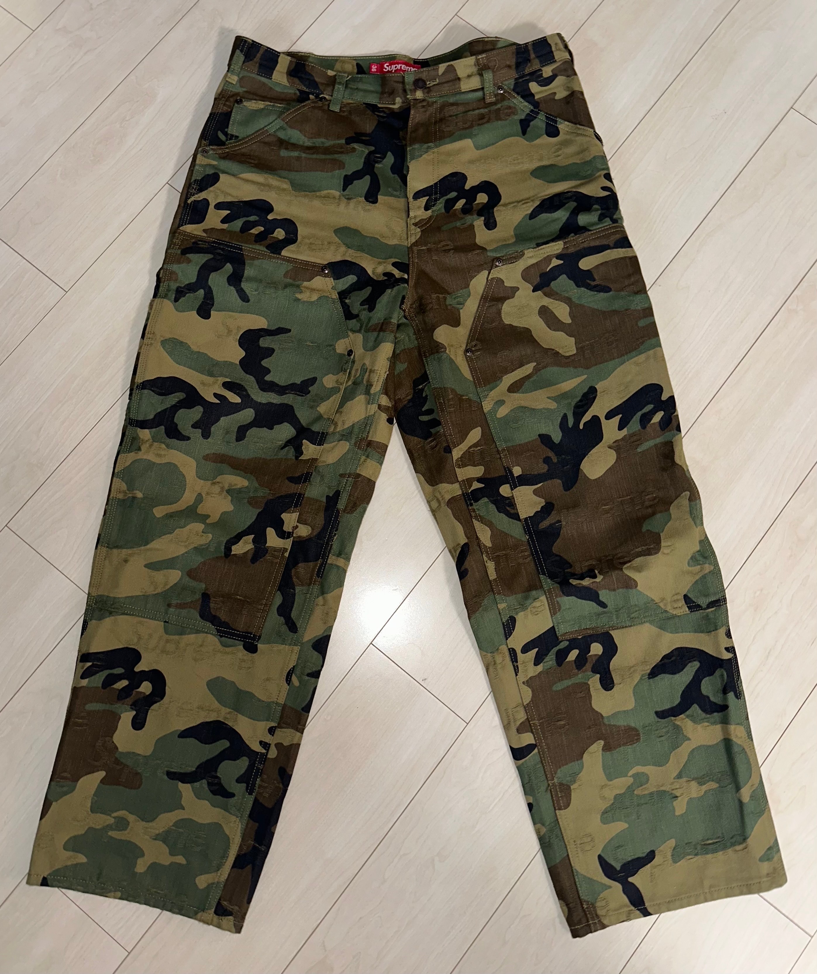 Supreme Jacquard Logos Double Knee Denim Painter Jean "Woodland Camo"