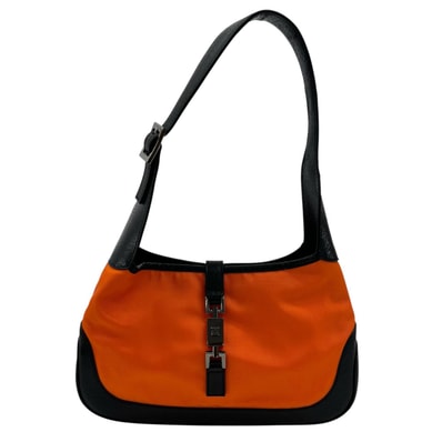 美品 GUCCI グッチ ジャッキー 002053 ショルダーバッグ ポリエステル/レザー ブラック レディース【中古】