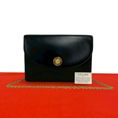 CELINE セリーヌ ロゴ スターボール 金具 カーフ ショルダーバッグ ブラック
58399