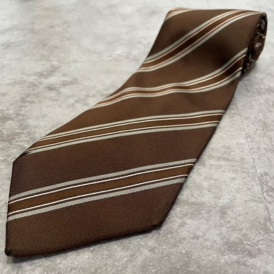 【BURBERRY】バーバリー レジメンタルストライプ ストライプ柄 ネクタイ ブラウン ベージュ シルク100% 日本製 メンズ ビジネス フォーマル