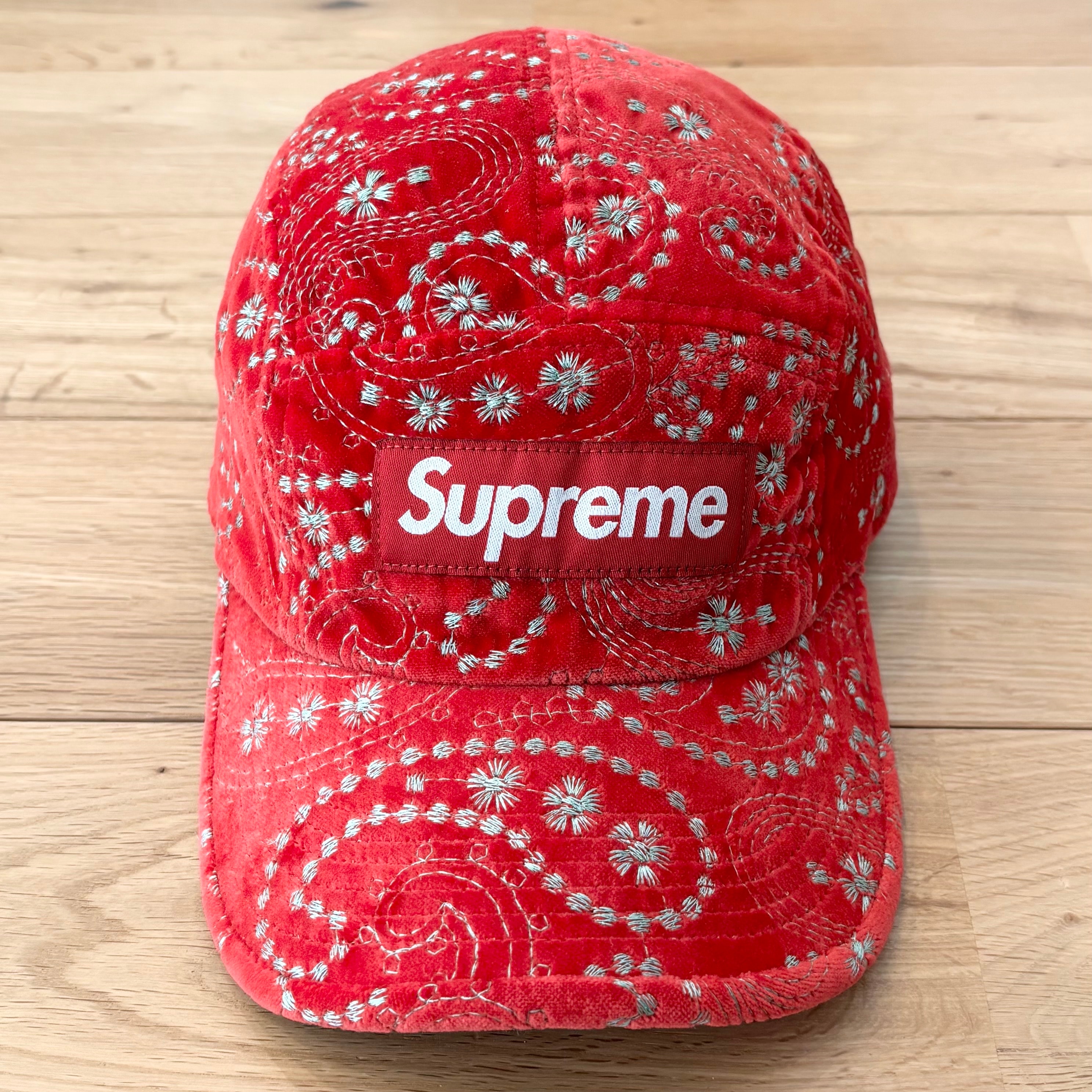 Supreme Velvet Paisley Camp Cap "Red"