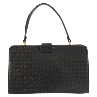 美品 BOTTEGAVENETA ボッテガヴェネタ ヴィンテージ イントレチャート ブラック 黒 ゴールド金具 レザー ハンドバッグ 603702 【中古】