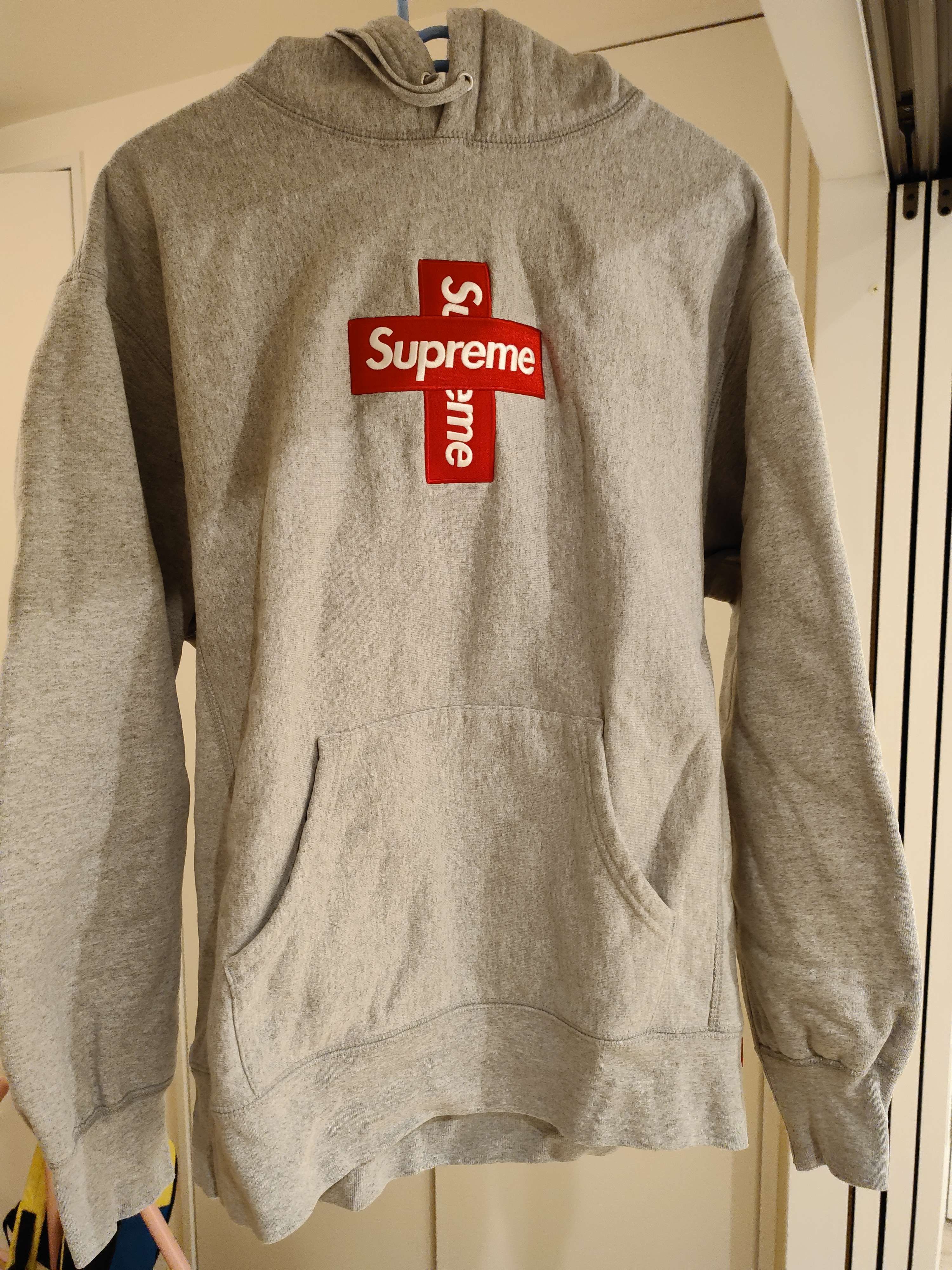 Supreme Cross Box Logo Hooded Sweatshirt "Grey"