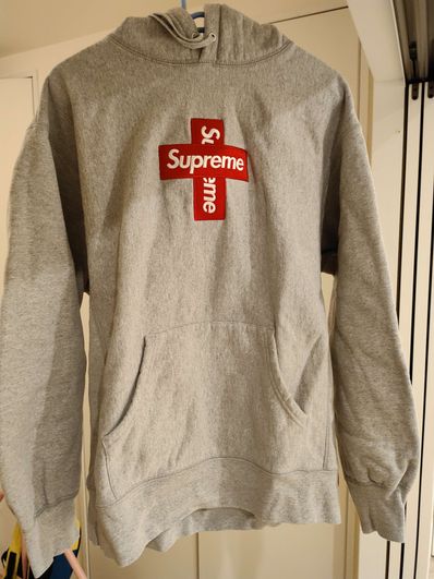 Supreme Cross Box Logo Hooded Sweatshirt "Grey"