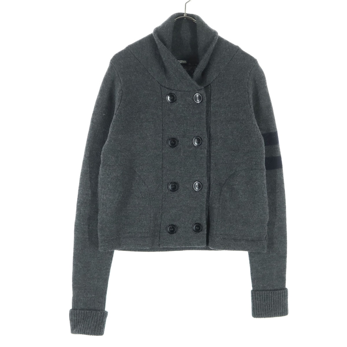 美品 JOURNAL STANDARD ジャーナルスタンダード 長袖 ショールカラー ニットジャケット グレー
