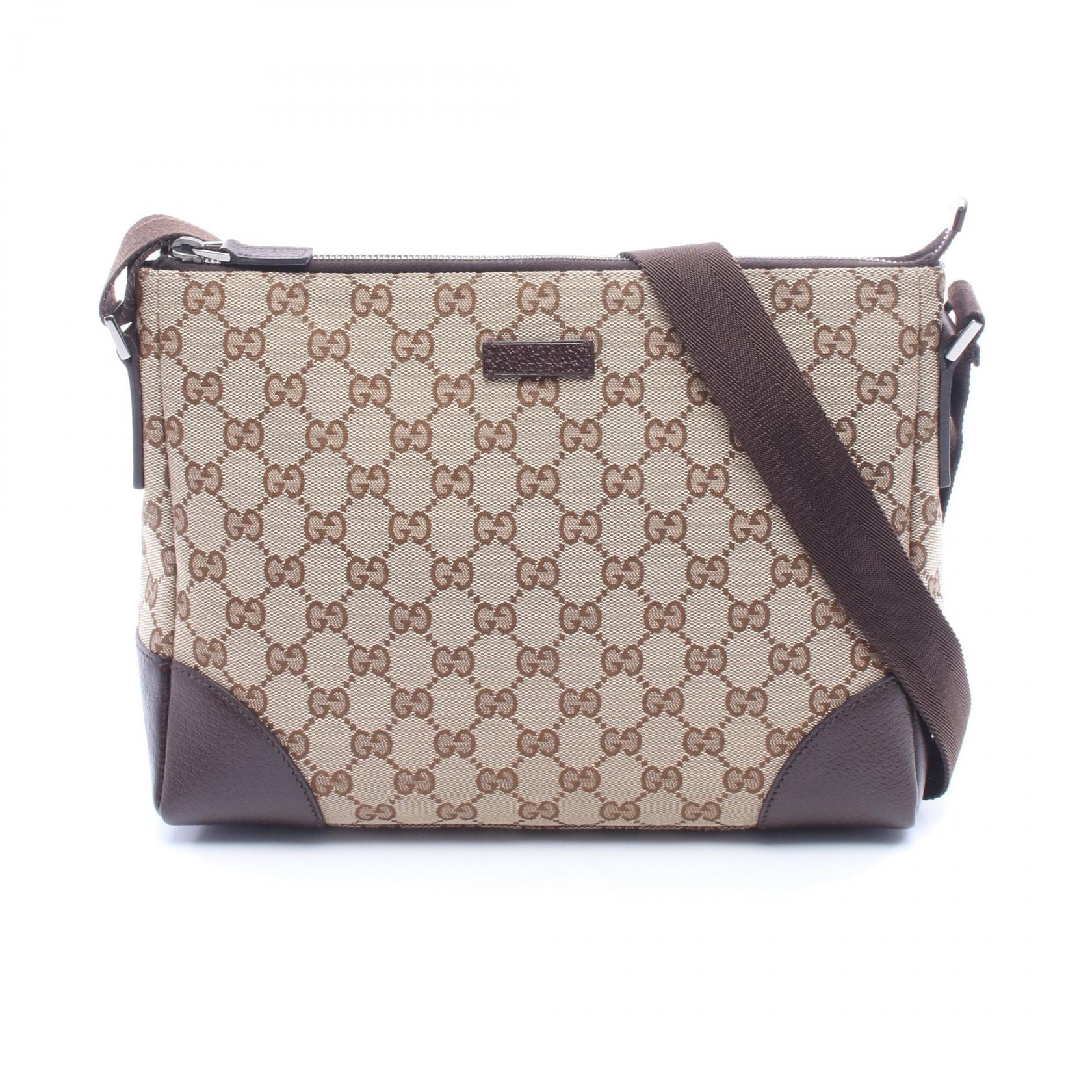 グッチ GUCCI GGキャンバス ショルダーバッグ バッグ キャンバス レザー レディース ベージュ系 / ブラウン系 114273 【中古】