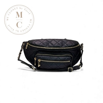 シャネル CHANEL バッグ ウエストポーチ ボディバッグ キャビアスキン メタリックブラック 黒 ゴールド ココマーク マトラッセ