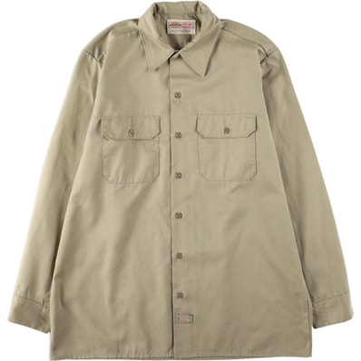 古着 ディッキーズ Dickies 長袖 ワークシャツ ボックスシャツ USA製 メンズL相当/eaa665184