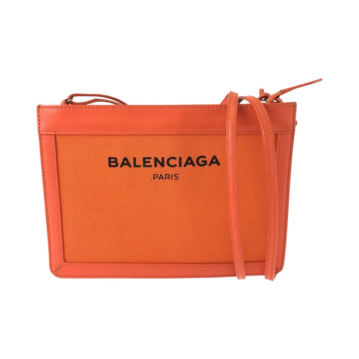 バレンシアガ ショルダーバッグ ポシェット 390641 オレンジ レザー キャンバス レディース BALENCIAGA 中古