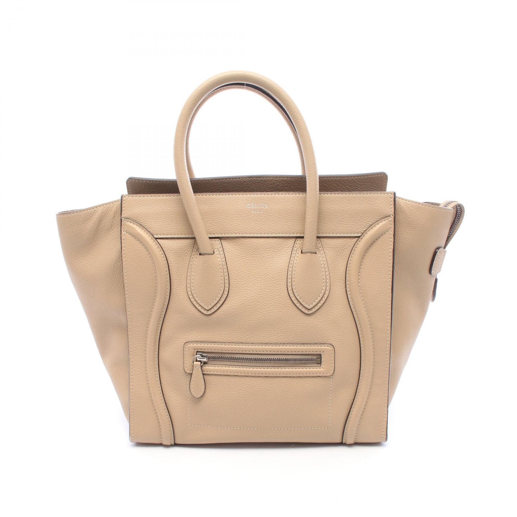 セリーヌ CELINE ラゲージ ミニショッパー ハンドバッグ バッグ レザー レディース ベージュ系 165213 【中古】