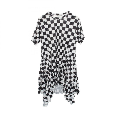 コムデギャルソン コムデギャルソン COMME des GARCONS COMME des GARCONS ブロックチェック 半袖 フリル ワンピース 衣料品 トップス ポリエステル レディース ブラック系 / ホワイト系 【中古】