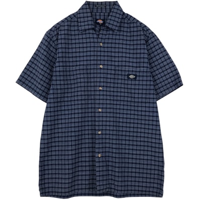 古着 ディッキーズ Dickies チェック柄 オープンカラー 半袖 ワークシャツ ボックスシャツ メンズM相当/eaa637817