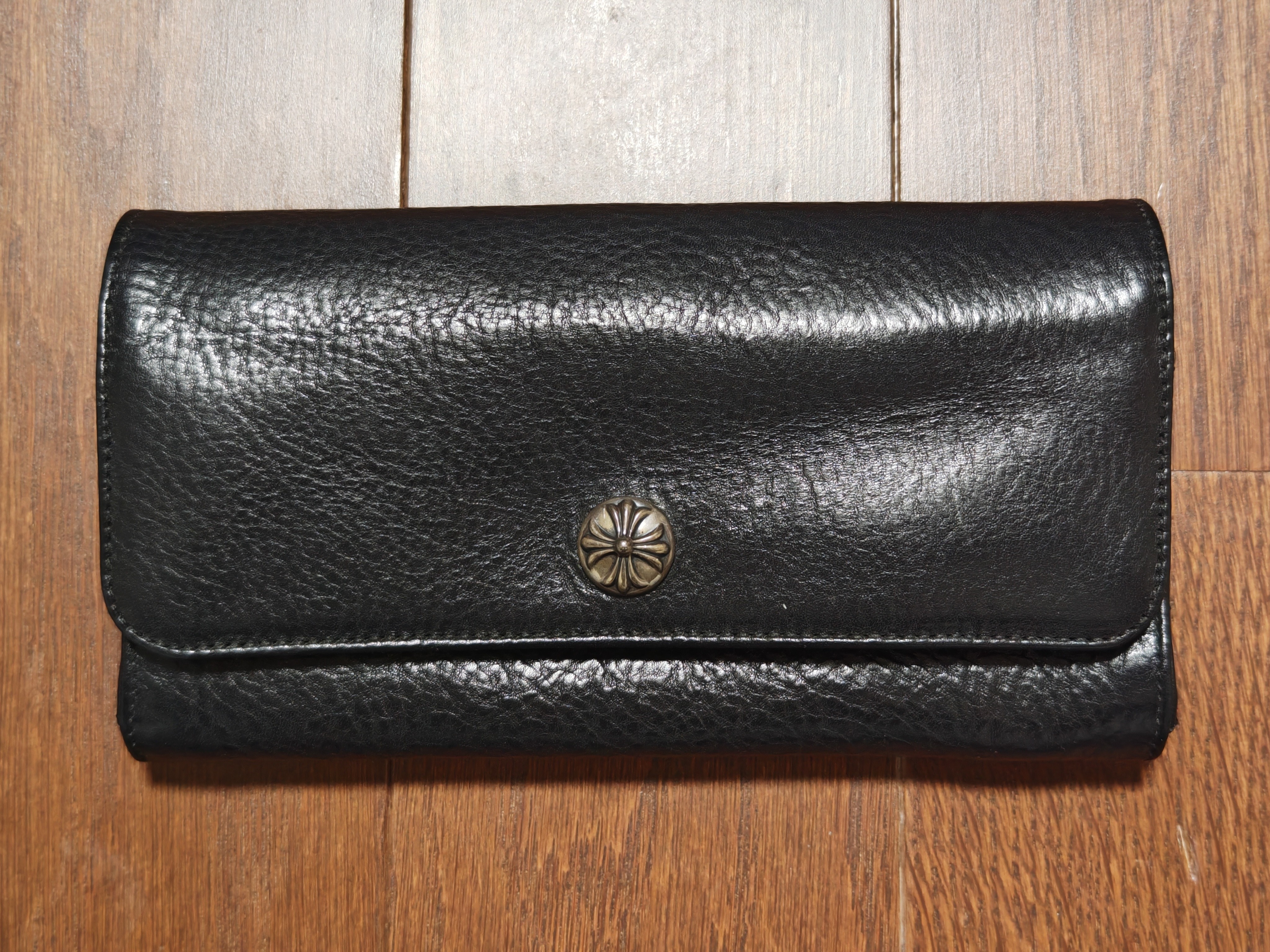 Chrome Hearts Judy Cross Button Leather Wallet "Black/Silver"