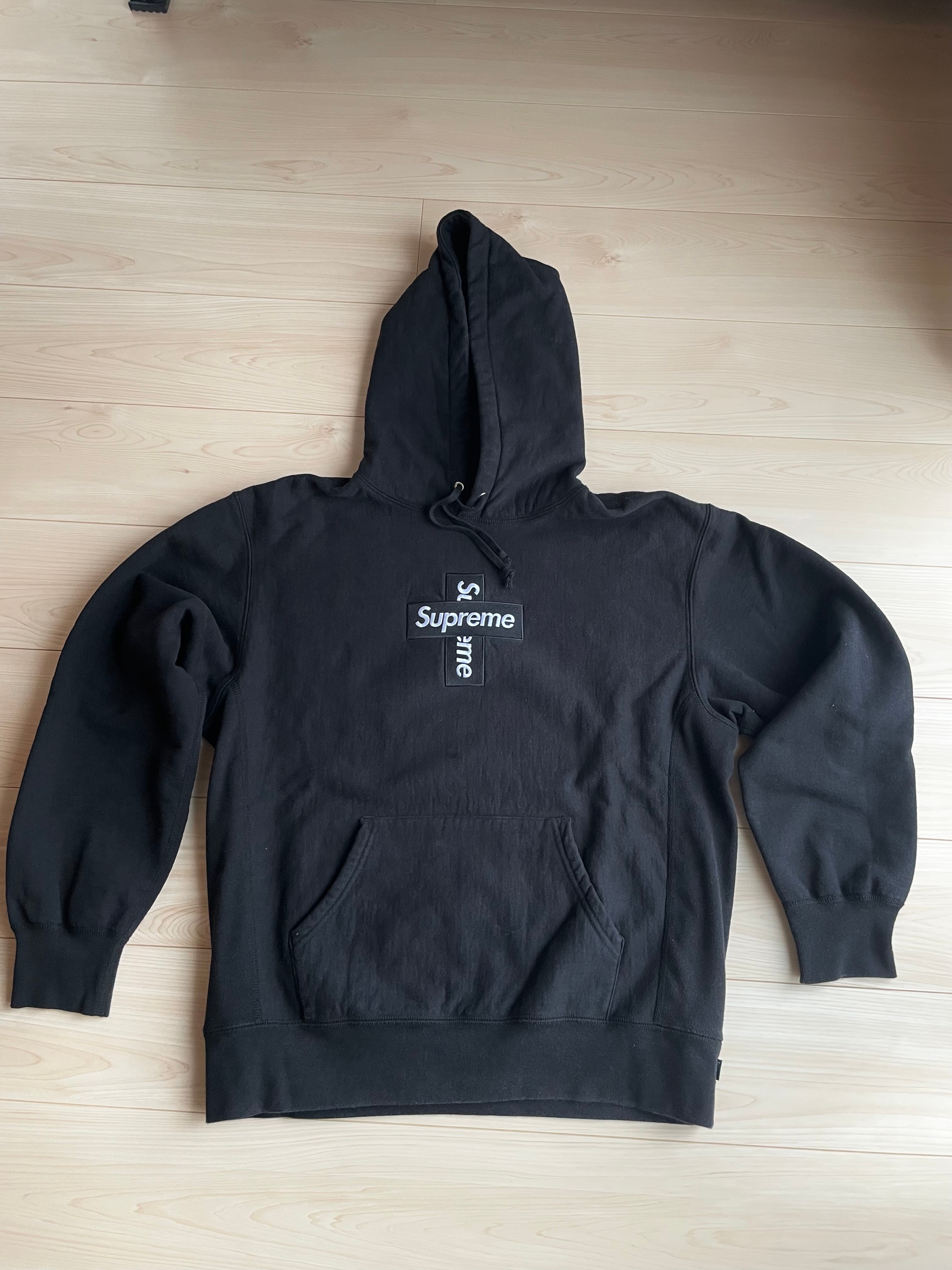 Supreme Cross Box Logo Hooded Sweatshirt "Black"