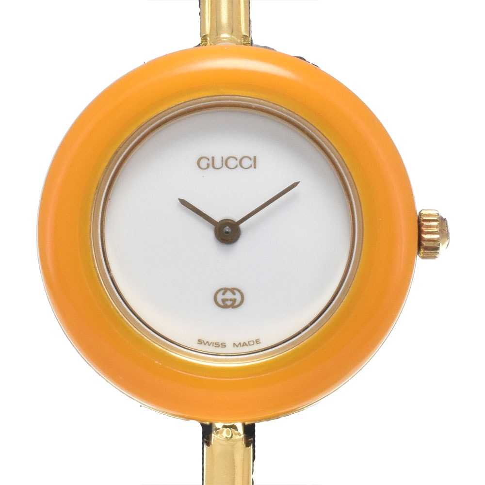グッチ GUCCI 46338 チェンジベゼル ホワイト クォーツ レディース 腕時計 I#148071