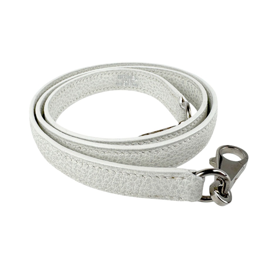 エルメス HERMES ショルダーストラップ ケリー用 ボリード用 レザー ホワイト シルバー ユニセックス【中古】 z4266