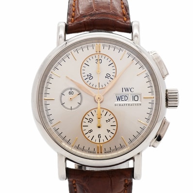 ★最終価格★SALE【6wia0047】IWC アイダブリューシー シャフハウゼン ポートフィノ クロノグラフ デイデイト IW378302 シルバー文字盤【中古】腕時計 メンズ