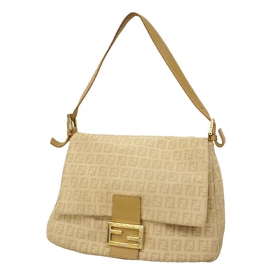 ★最終価格【6da0782】フェンディ ハンドバッグ ズッキーノ マンマバケット ナイロンキャンバス ベージュ シャンパンゴールド金具【中古】レディース