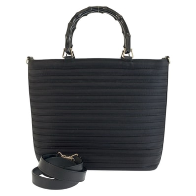 GUCCI グッチ バンブー ブラック 黒 シルバー金具 キャンバス ハンドバッグ ショルダーバッグ 2way 604575 【中古】