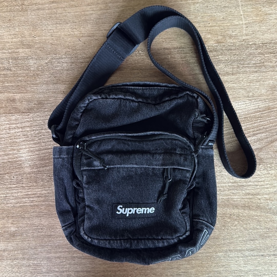 Supreme Denim Shoulder Bag "Black"
