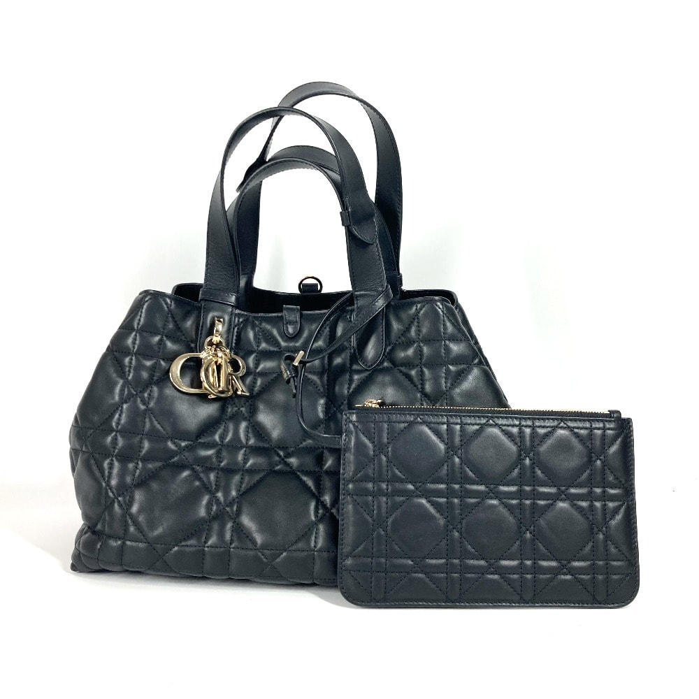 ディオール Dior トゥジュール ミディアム M2821OSHJ 2WAYバッグ カバン トートバッグ ハンドバッグ ポーチ付き ショルダーバッグ カーフスキン ブラック 美品