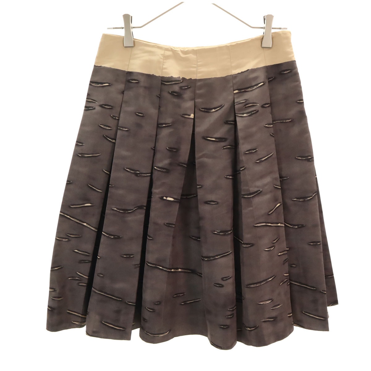 目立った傷や汚れなし】PRADA プラダ イタリア製 シルク 総柄 ミディ丈