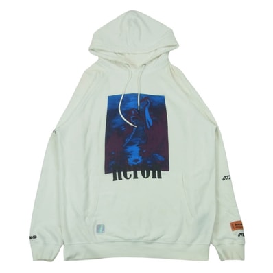 Heron Preston ヘロン プレストン 19SS HMBB001S19757038 バードプリント フーディ プルオーバー スウェット パーカー ホワイト系 M【中古】
