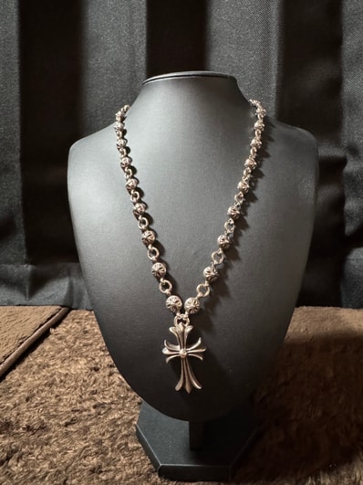 Chrome Hearts Crossball Chain Small CH Cross Silver Necklace "Silver"