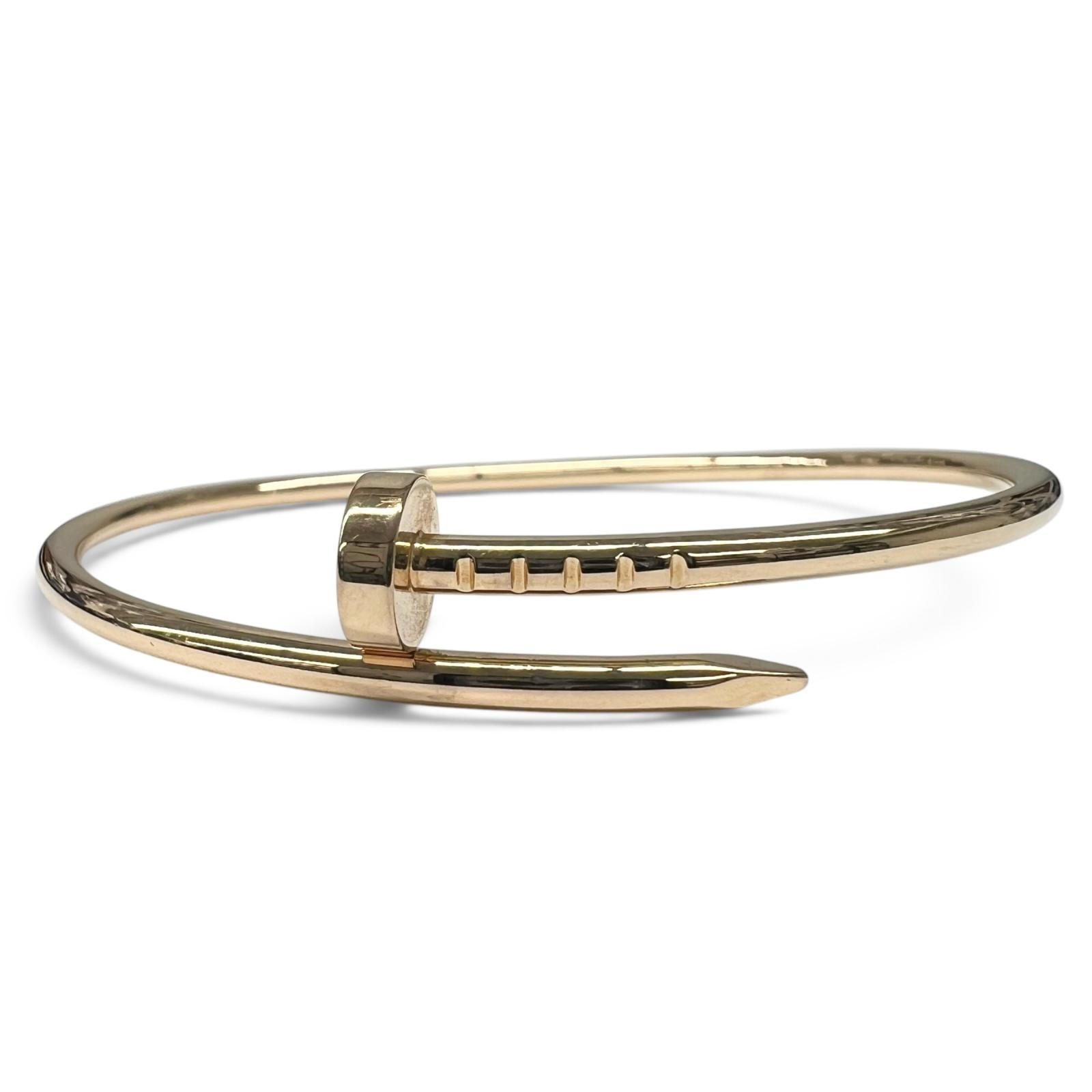 Cartier 美品 カルティエ ジュスト アン クル ブレスレット バングル #16 ギャランティ付属 K18PG ピンクゴールド ジュエリー アクセサリー 金 ABランク 中古 鑑定済 カルティエブレスレット