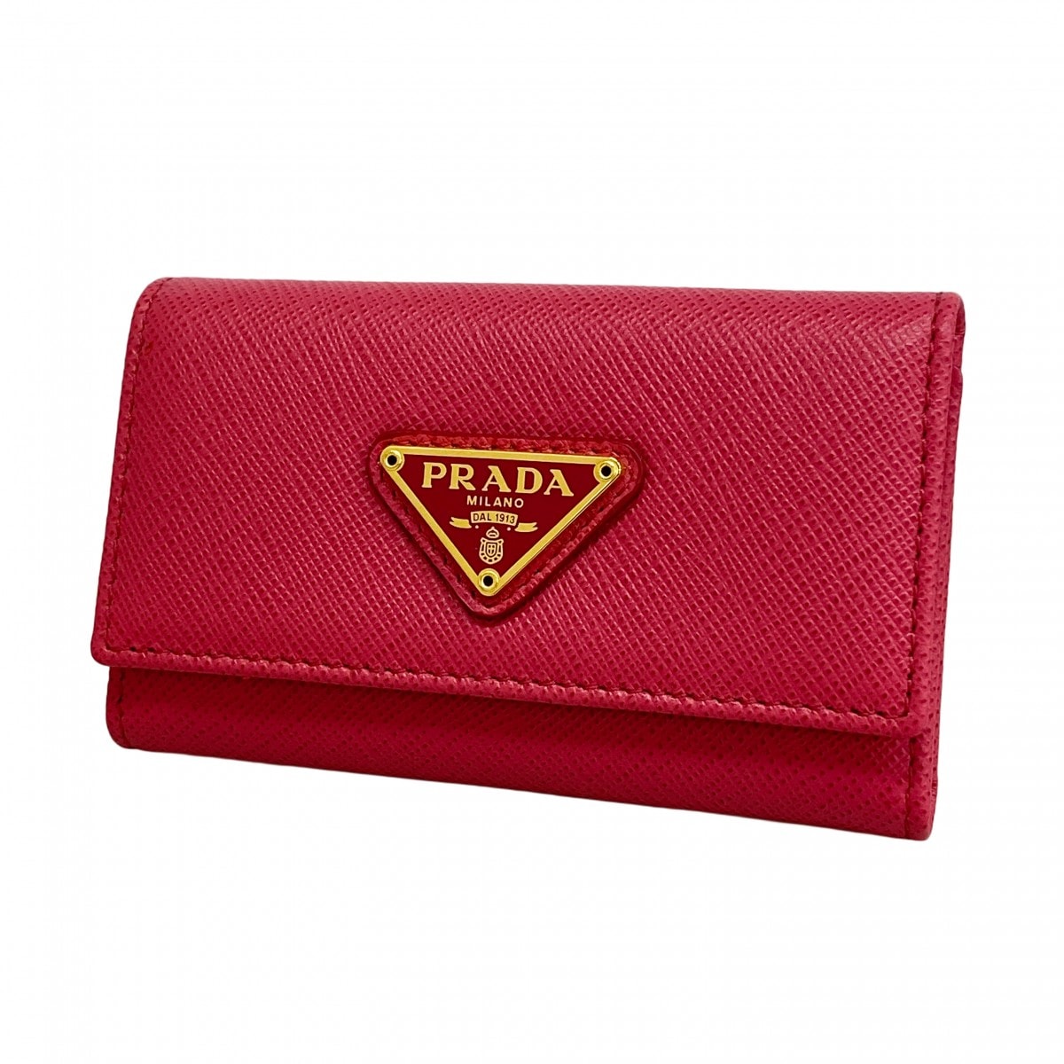 【6db1375-k】プラダ キーケース サフィアーノ レザー ピンク ゴールド金具【中古】レディース