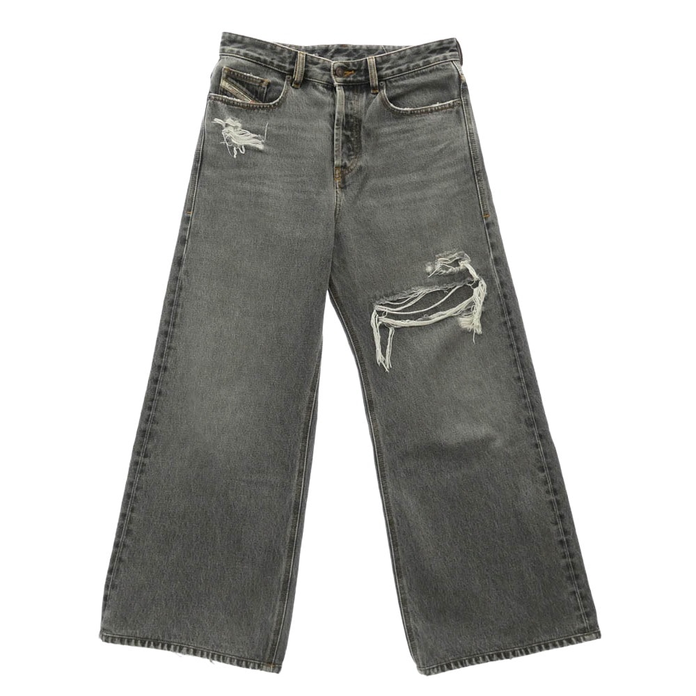 DIESEL ディーゼル デニムパンツ A06925007F6 Relaxed Jeans ローウエスト 1996 D-Sire ワイド ストレート ジーンズ ダメージ加工 バギーデニムパンツ グレー系【中古】
