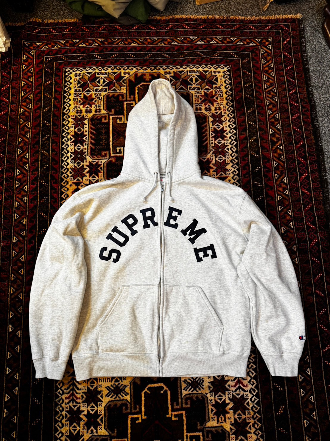 Supreme x Champion Zip Up Hooded Sweatshirt "Ash Grey"