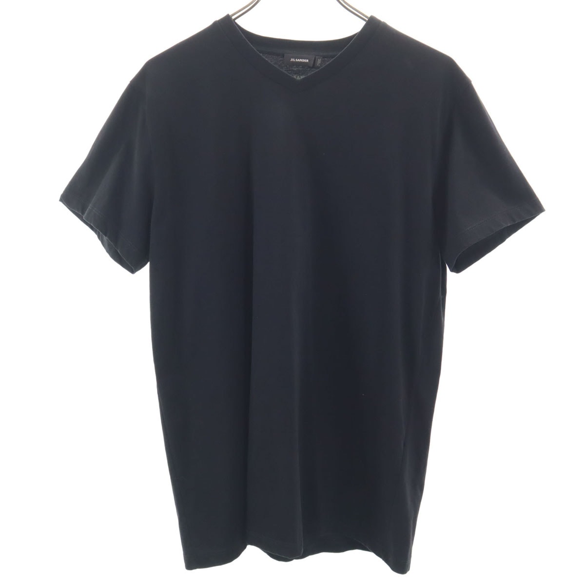 美品 JIL SANDER ジルサンダー ギリシャ製 半袖 Vネック Tシャツ L ブラック 無地
