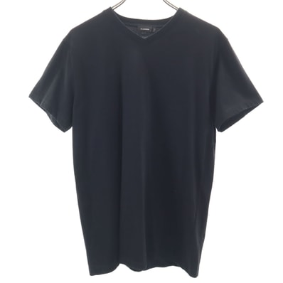 美品 JIL SANDER ジルサンダー ギリシャ製 半袖 Vネック Tシャツ L ブラック 無地