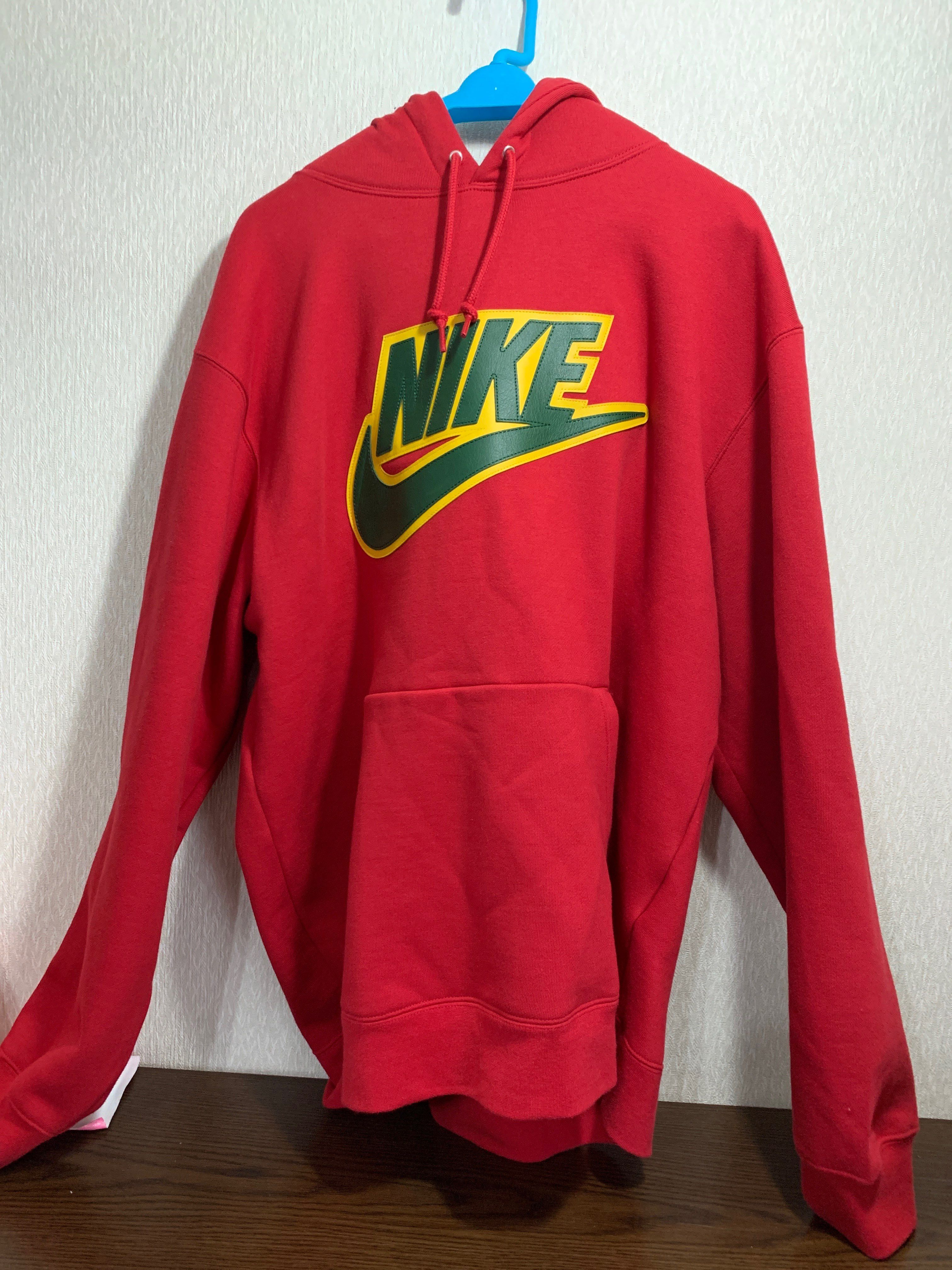 Supreme / Nike® Leather Appliqué Hooded Sweatshirt "Red"