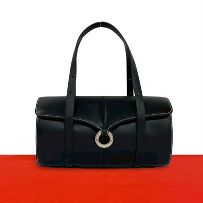 LOEWE ロエベ ロゴ 刻印 金具 レザー ハンドバッグ ブラック
34527