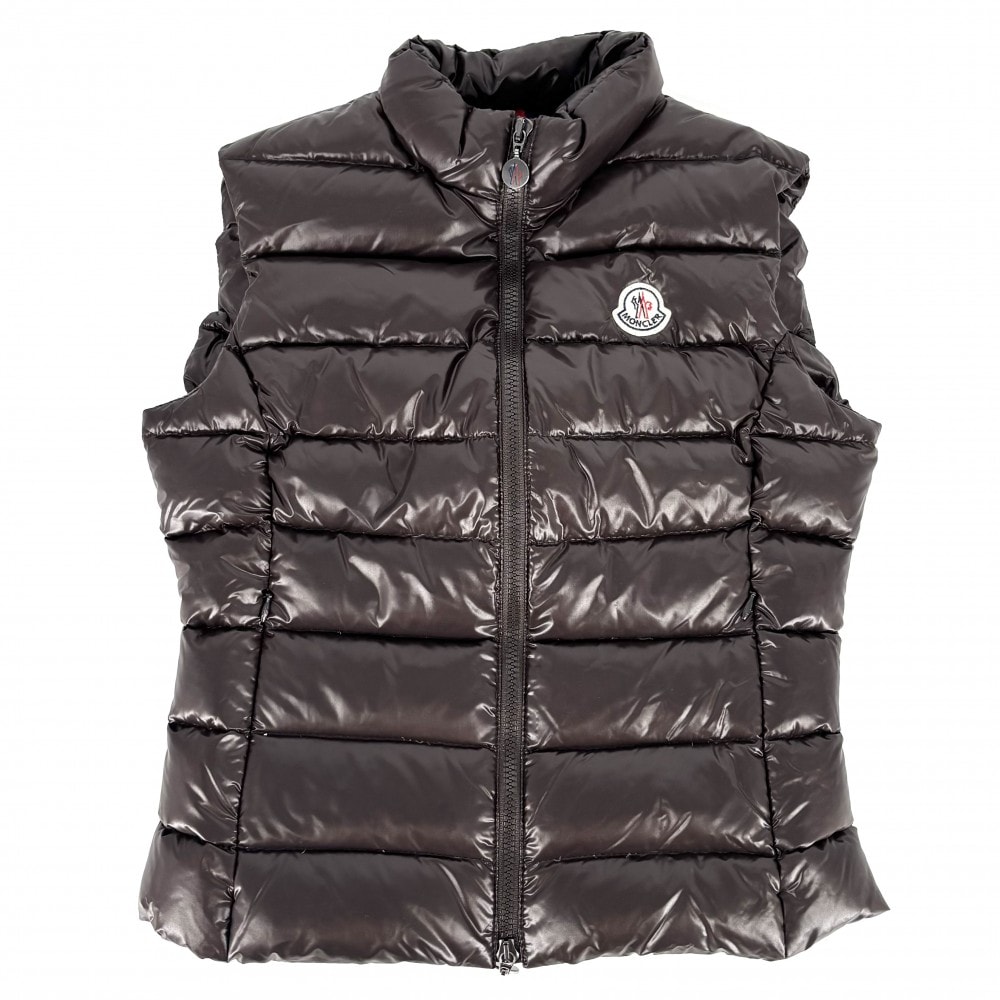 MONCLER モンクレール ダウンベスト GHANY アウター アパレル 服 0サイズ ブラウン 茶 シルバー金具 ナイロン レディース 秋 冬【中古品】