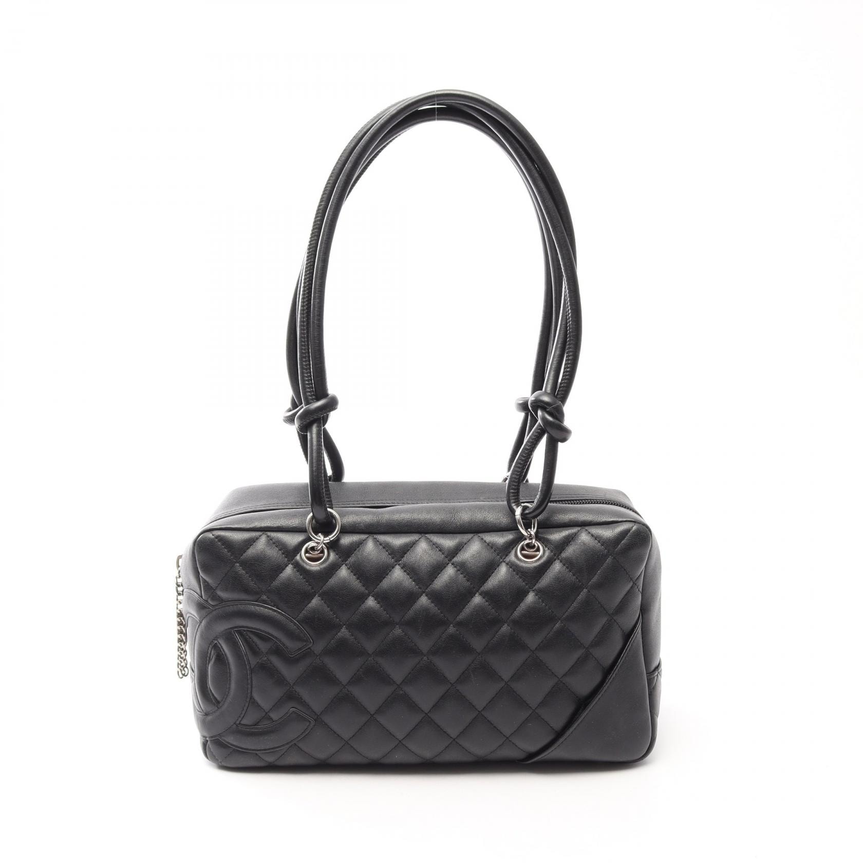 シャネル CHANEL カンボンライン ボーリングバッグ ショルダーバッグ バッグ レザー レディース ブラック系 A25171 【中古】