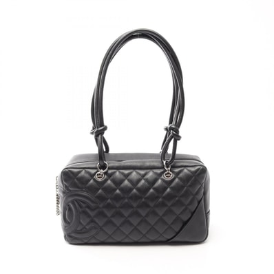 シャネル CHANEL カンボンライン ボーリングバッグ ショルダーバッグ バッグ レザー レディース ブラック系 A25171 【中古】