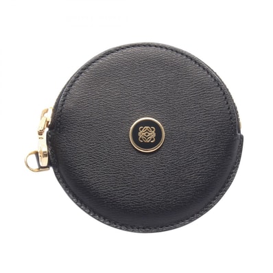 ロエベ LOEWE ラウンド コインケース 財布 レザー レディース ブラック系 118.30.951 【中古】