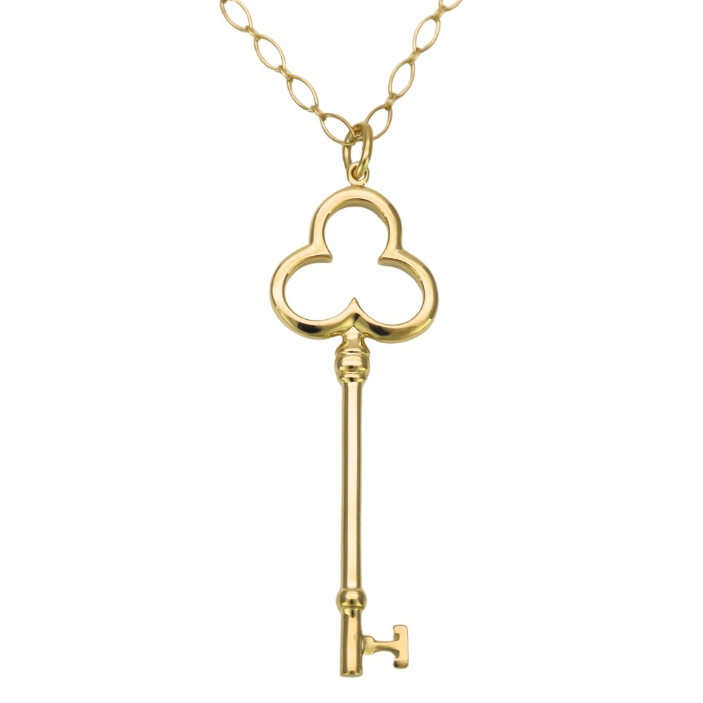 【中古】 ティファニー ネックレス トレフォイル キー K18YG 約10.6g イエローゴールド ロングチェーン オーバルリンク ジュエリー レディース 女性 TIFFANY&Co.