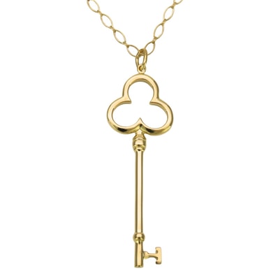 【中古】 ティファニー ネックレス トレフォイル キー K18YG 約10.6g イエローゴールド ロングチェーン オーバルリンク ジュエリー レディース 女性 TIFFANY&Co.
