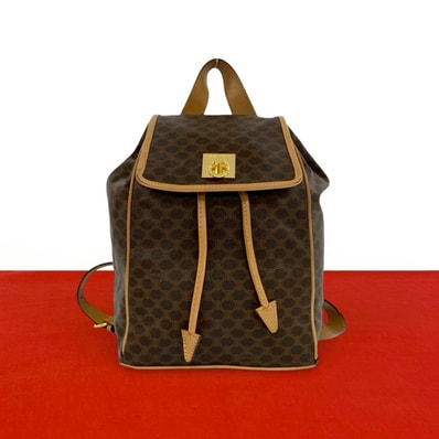 CELINE セリーヌ マカダム ブラゾン トリオンフ 柄 ロゴ リング金具 レザー PVC リュックサック ブラウン
92831