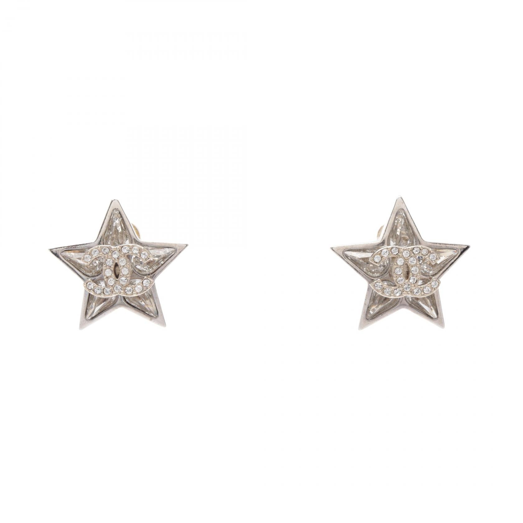 シャネル CHANEL スター ココマーク C23S ピアス ジュエリー メタル / ラインストーン レディース シルバー系 / クリア系 【中古】
