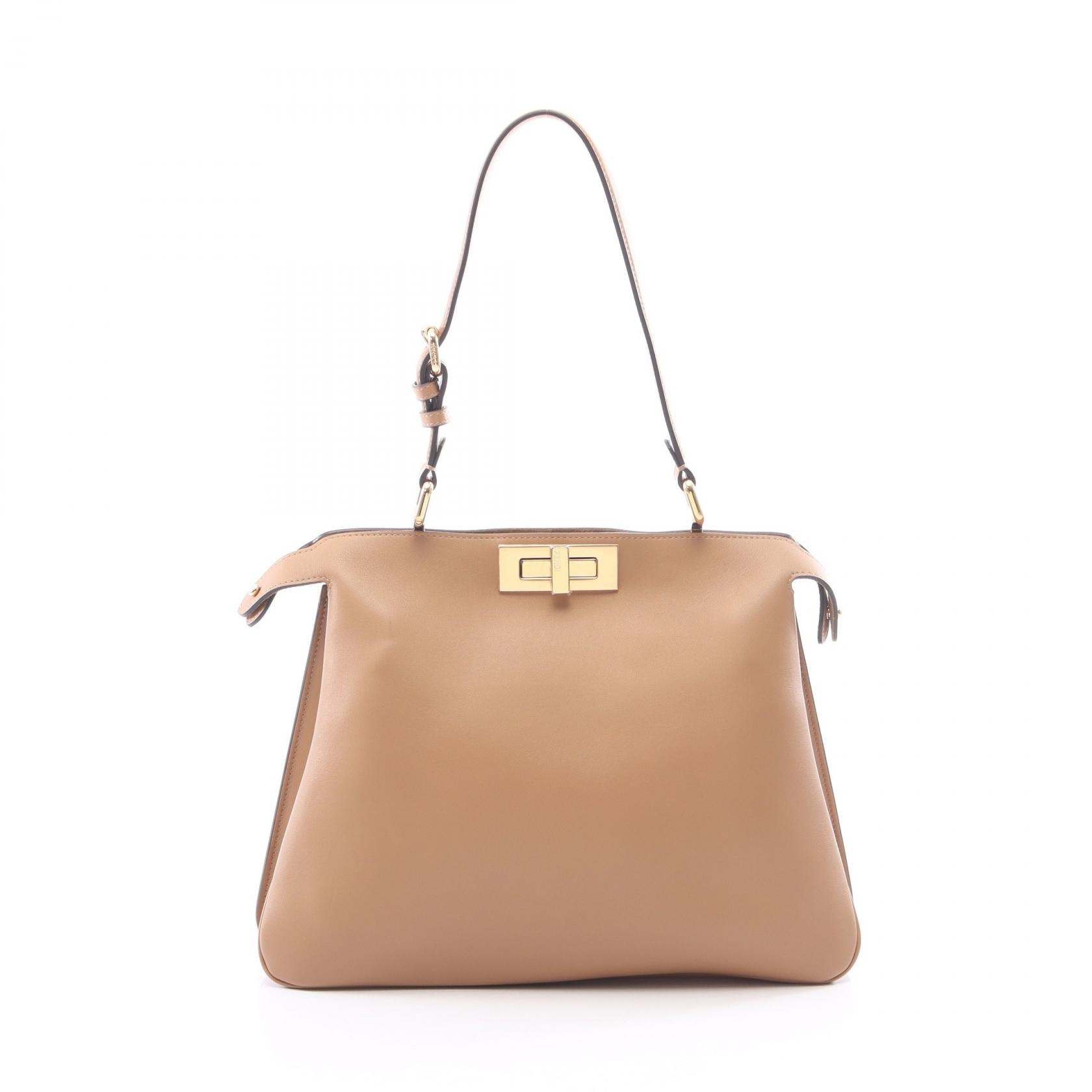 フェンディ FENDI ピーカブー ソフト ミディアム ハンドバッグ バッグ レザー レディース ベージュ系 【中古】
