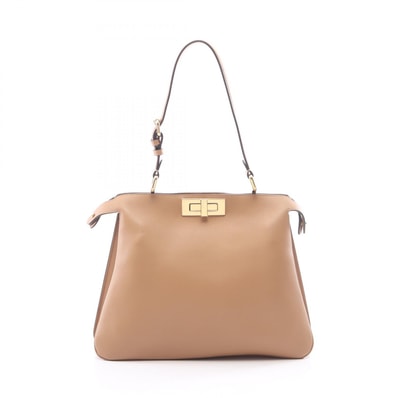 フェンディ FENDI ピーカブー ソフト ミディアム ハンドバッグ バッグ レザー レディース ベージュ系 【中古】