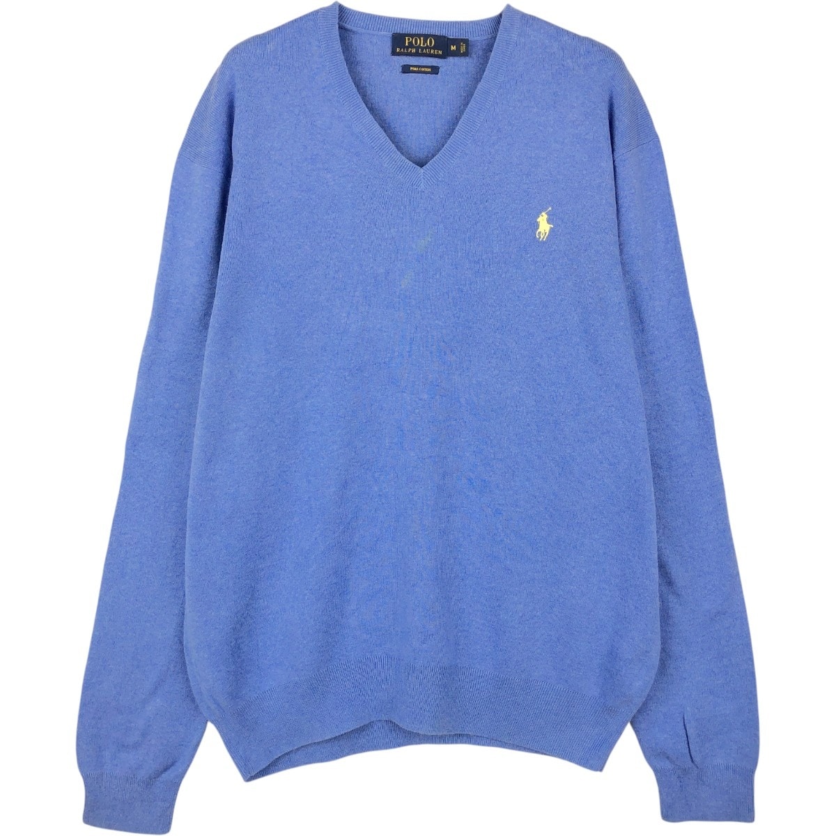 古着 ラルフローレン Ralph Lauren POLO RALPH LAUREN Vネック ピマコットンニットセーター メンズM相当/eaa670112