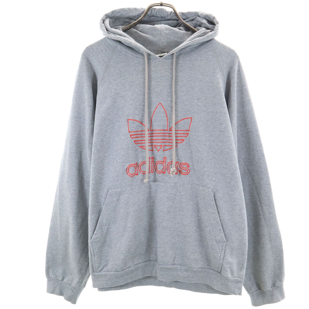 adidas アディダス 80s ヴィンテージ トレフォイルロゴ 長袖 スウェットパーカー M グレー