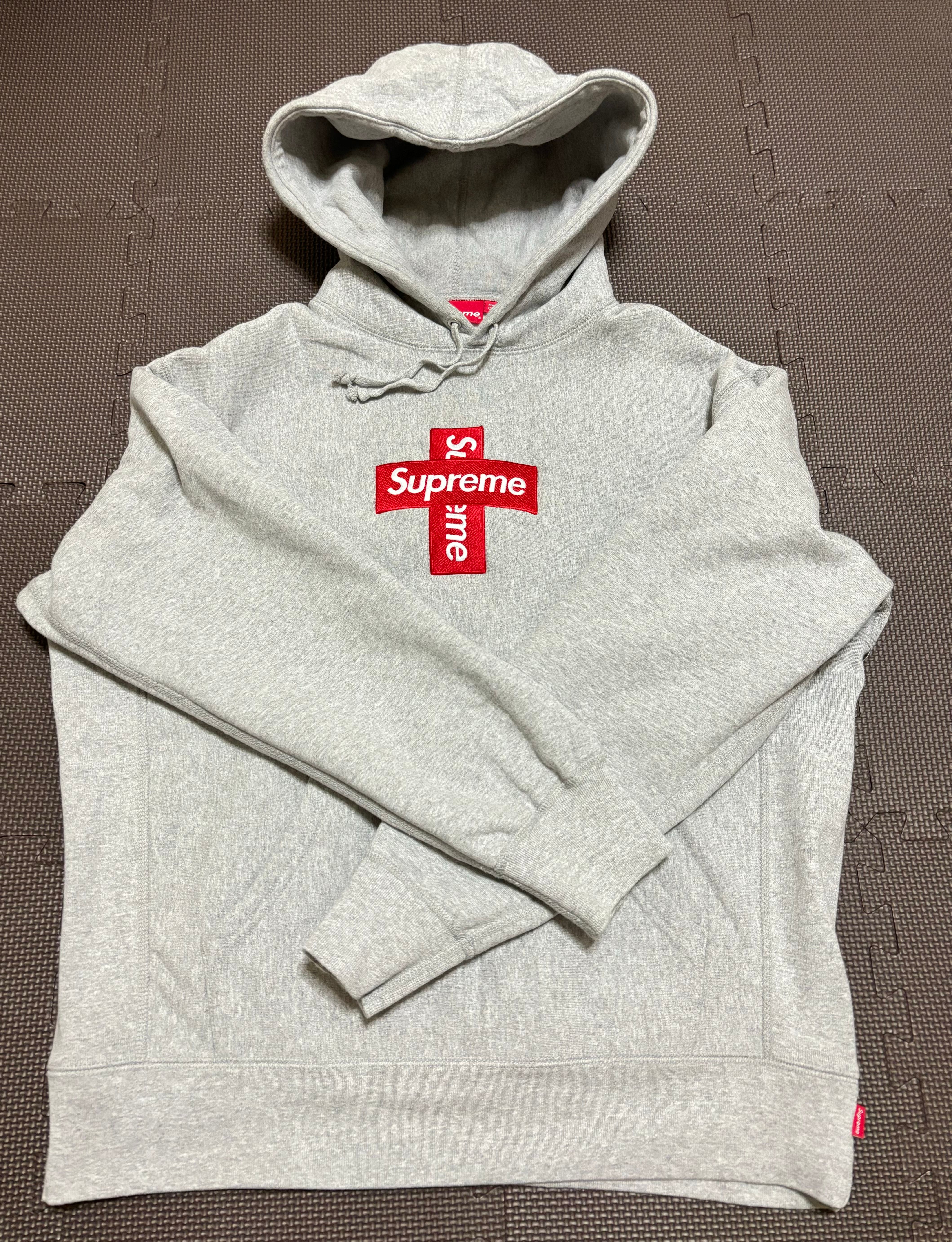 Supreme Cross Box Logo Hooded Sweatshirt "Grey"